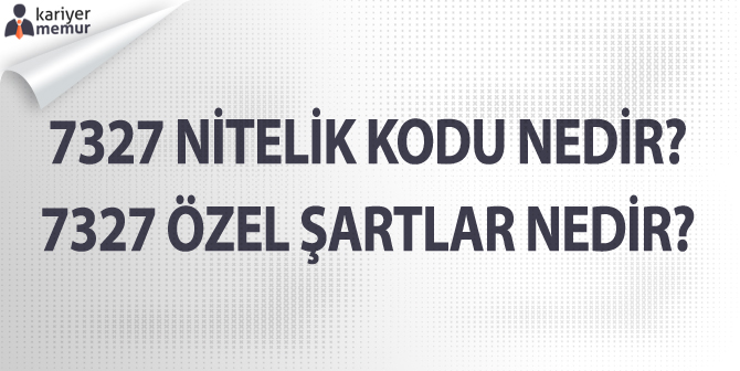 7327 nitelik kodu nedir? 7327 özel şart nedir?