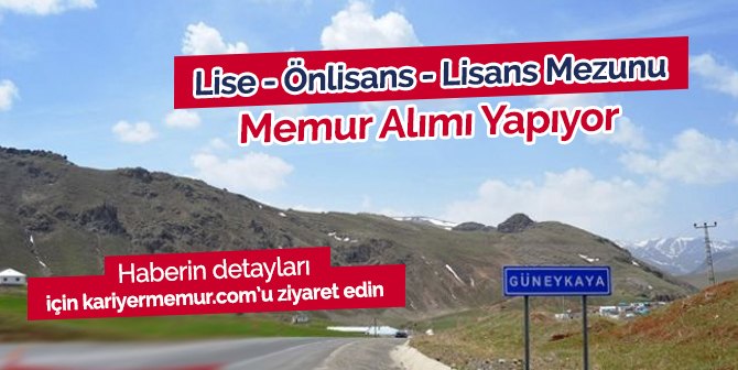 Güneykaya Belediyesi Lise, Önlisans ve Lisans Mezunu Memurlar Alınacak