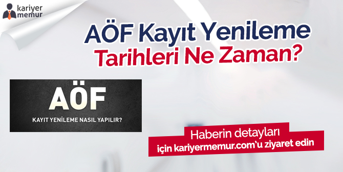 2019 AÖF Kayıt Yenileme Tarihleri