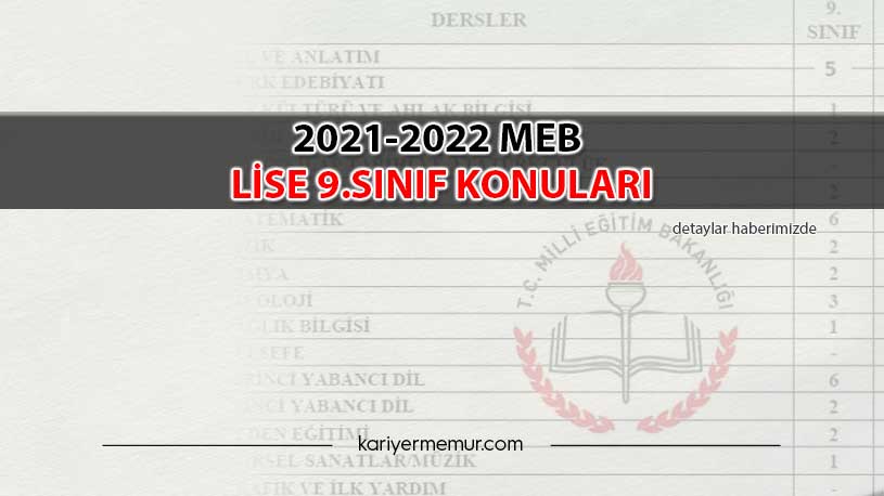 2021-2022 MEB Lise 9.Sınıf Konuları