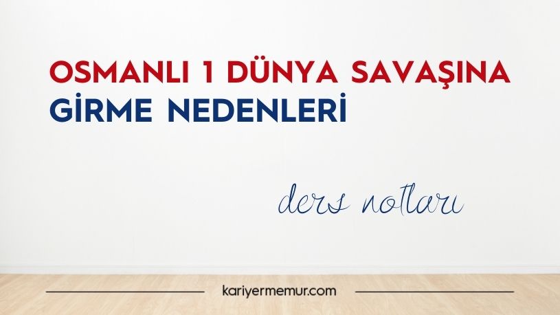 Osmanlı Devleti’nin 1. Dünya Savaşı’na Girme Nedenleri