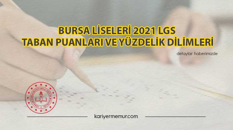 Bursa Liseleri 2021 LGS Taban Puanları ve Yüzdelik Dilimleri