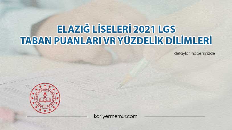 Elâzığ Liseleri 2021 LGS Taban Puanları ve Yüzdelik Dilimleri