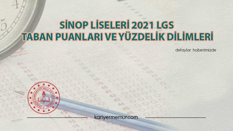 Sinop Liseleri 2021 LGS Taban Puanları ve Yüzdelik Dilimleri