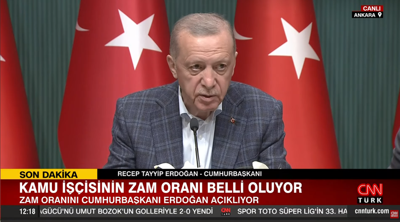 Cumhurbaşkanı Erdoğan, Kamu İşçilerine Zam Oranını Açıkladı